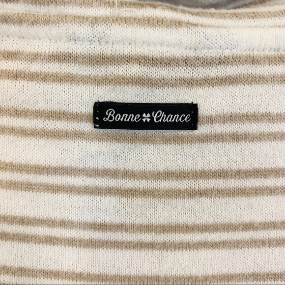 Lucky Brand Bonnie Chance Cowl Neck Beige Striped Sweater - Picture 11 of 12